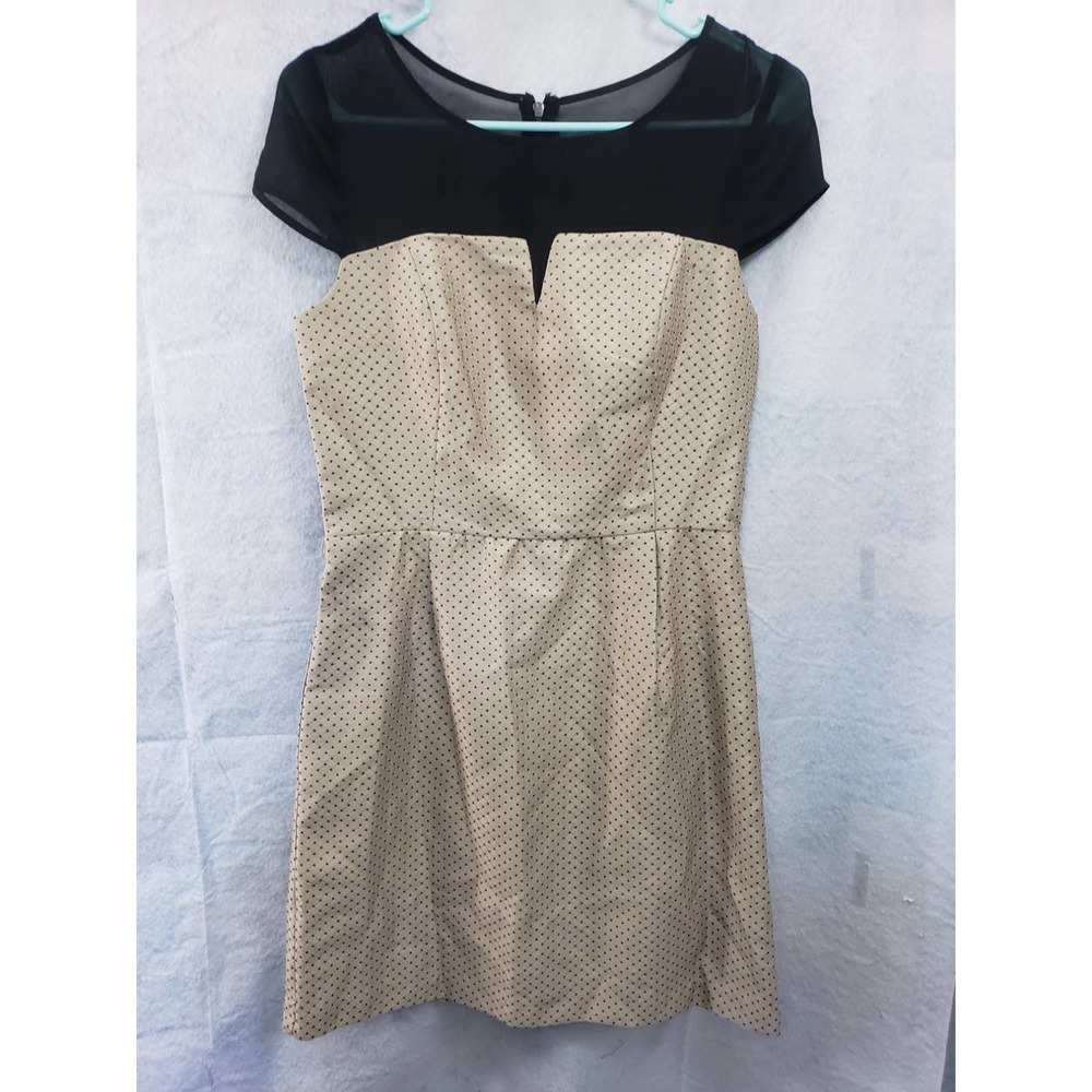 Kensie small tan/black mini dress. Missing belt. Mesh top.